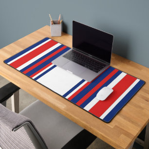 Patriottisch rood wit blauw verticaal strepenpatro bureaumat