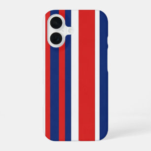 Patriottisch rood wit blauw verticaal strepenpatro iPhone 16 hoesje