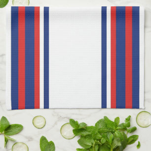 Patriottisch rood wit blauw verticaal strepenpatro theedoek