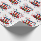 Patriottisch Rood Wit Blauw Vuurwerk 4 juli Cadeaupapier (Hoek)