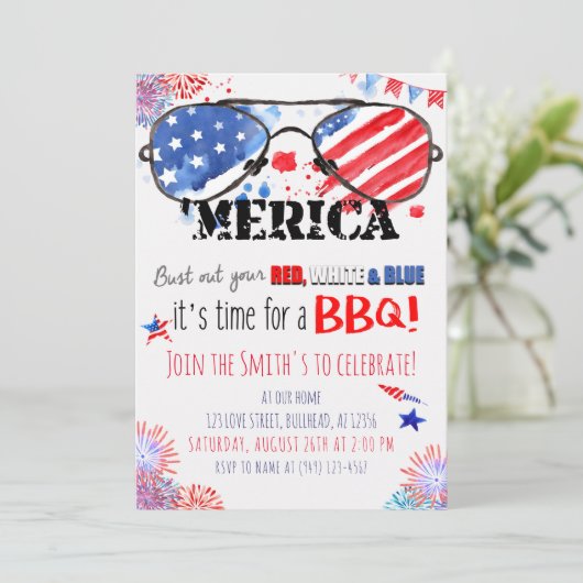 Patriottisch rood wit en blauw 4 juli BBQ Kaart (Staand voorkant)