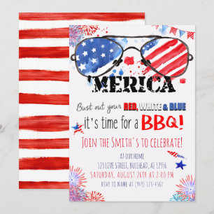 Patriottisch rood wit en blauw 4 juli BBQ Kaart