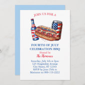 Patriottisch Rood Wit en Blauw 4 juli BBQ Party Kaart (Voorkant / Achterkant)