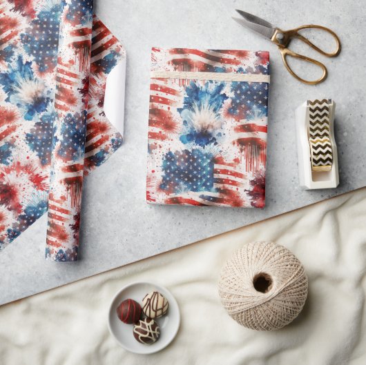 Patriottisch Rood Wit en Blauw 4 juli Wrapping Cadeaupapier (Crafts)