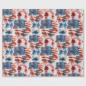 Patriottisch Rood Wit en Blauw 4 juli Wrapping Cadeaupapier (Vlak)