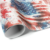 Patriottisch Rood Wit en Blauw 4 juli Wrapping Cadeaupapier (Rol Hoek)