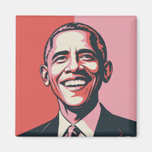 Patriottisch rood, wit en blauw Barack Obama Magneet