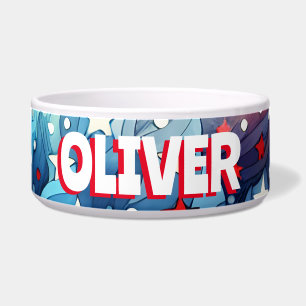 Patriottisch rood, wit en blauw gepersonaliseerd voerbakje