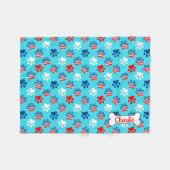 Patriottisch rood wit en blauw hond poten patroon fleece deken (Voorkant (Horizontaal))