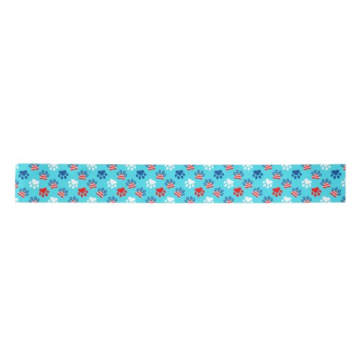 Patriottisch rood wit en blauw hond poten patroon lint (Voorkant)