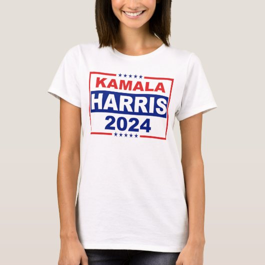 Patriottisch Rood, Wit en Blauw Kamala Harris 2024 T-shirt (Voorkant)