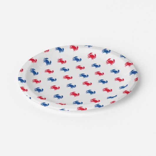 Patriottisch rood wit en blauw krab patroon papieren bordje (Gekanteld)