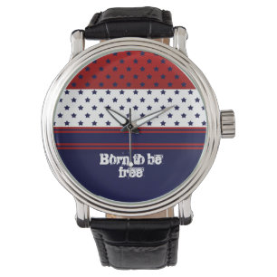Patriottisch rood wit en blauw met sterren horloge