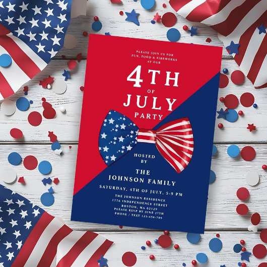 Patriottisch rood wit en blauw op 4 juli kaart