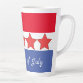 Patriottisch rood wit en blauw op 4 juli latte mok (Rechts)