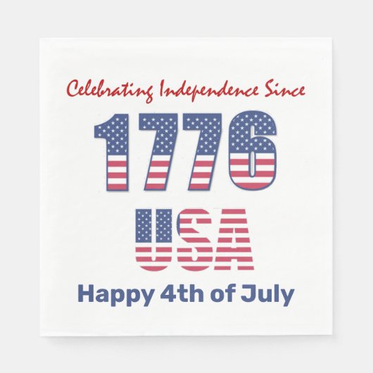 Patriottisch rood wit en blauw op 4 juli servet (Voorkant)