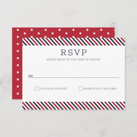 Patriottisch rood wit en blauw RSVP (Voorkant / Achterkant)