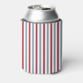Patriottisch rood wit en blauw Striped Patroon Blikjeskoeler (Blikje Achterkant)