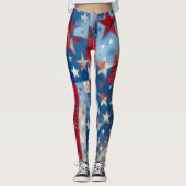 Patriottisch Rood, Wit en Blauw Vierde van juli Leggings (Voorkant)