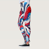 Patriottisch Rood, Wit en Blauw Vierde van juli Leggings (Links)