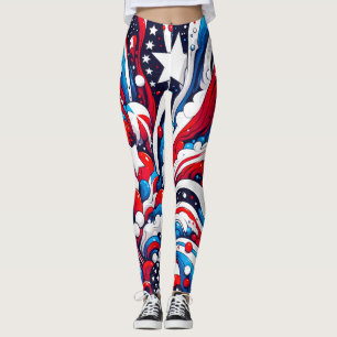 Patriottisch Rood, Wit en Blauw Vierde van juli Leggings