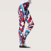 Patriottisch Rood, Wit en Blauw Vierde van juli Leggings (Rechts)