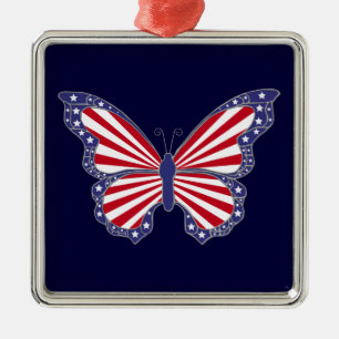 Patriottisch rood wit en blauw vlinder Ornament