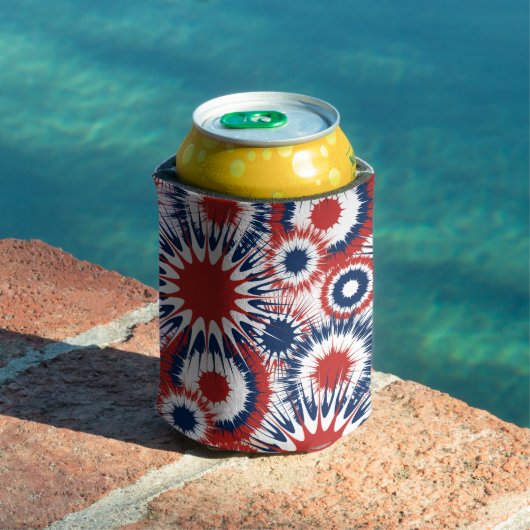 Patriottisch rood wit en blauw vuurwerk blikjeskoeler (Insitu Zwembad)