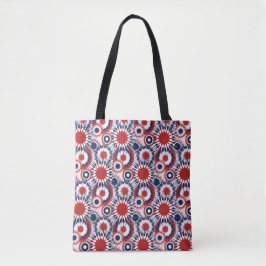 Patriottisch rood wit en blauw vuurwerk draagtas
