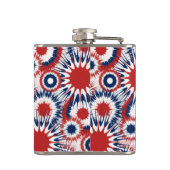 Patriottisch rood wit en blauw vuurwerk heupfles (Achterkant)