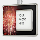 Patriottisch rood, wit en blauw vuurwerk II Verzilverd Kader Ornament (Links)