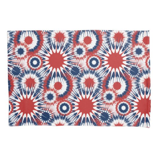 Patriottisch rood wit en blauw vuurwerk kussensloop (Voorkant-Links)