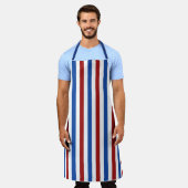 Patriottisch rood wit en blauwe streep schort (Gedragen)