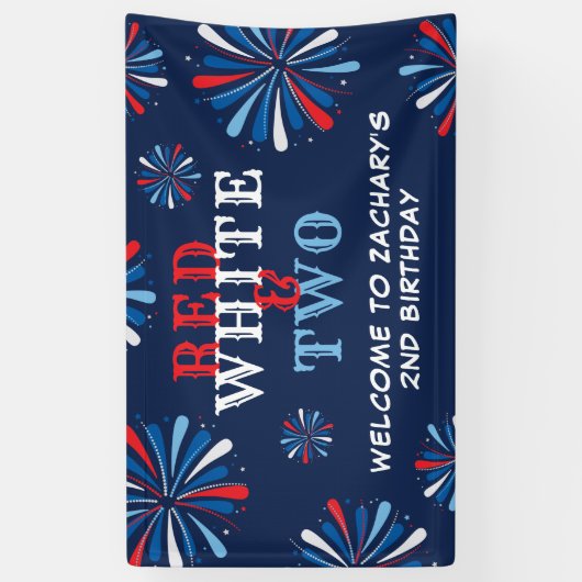 Patriottisch rood wit twee 2e verjaardag welkom spandoek (Verticaal)