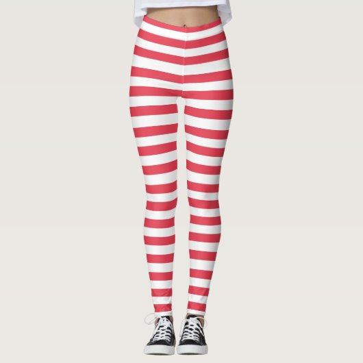 Patriottisch rood, witte streep Leggings (Voorkant)