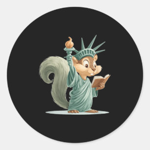 Patriottisch Schattige Eekhoornkostuum voor Libert Ronde Sticker