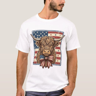 Patriottisch Schots Hoogland Rund Vintage Gravure T-shirt
