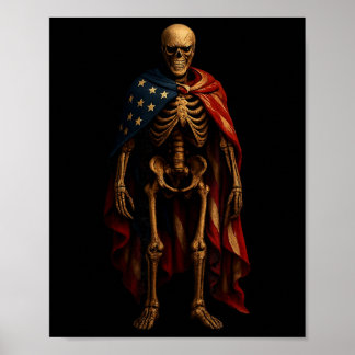 Patriottisch Skelet Amerikaanse Vlag Gotische Horr Poster