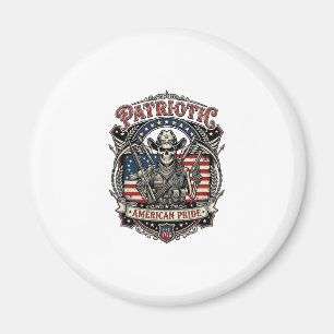 Patriottisch Skelet Cowboy Donkere Patriot Skelet Magneet