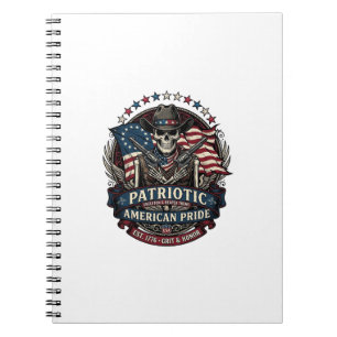 Patriottisch Skelet Cowboy Donkere Patriot Skelet Notitieboek