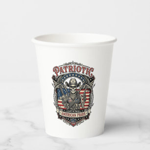 Patriottisch Skelet Cowboy Donkere Patriot Skelet  Papieren Bekers