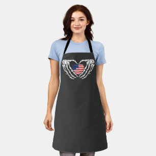 Patriottisch Skeleton Hart Amerika Vlag Halloween  Schort