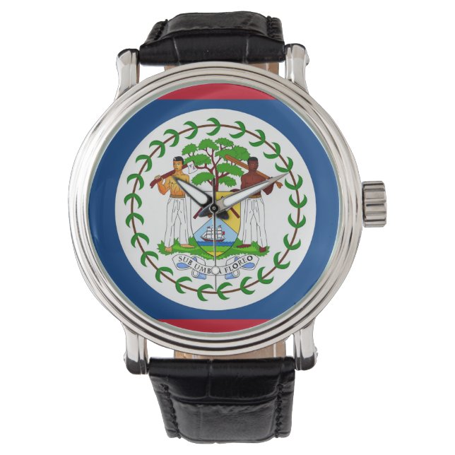 Patriottisch, speciaal horloge met vlag van Belize (Voorkant)