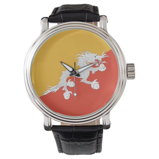 Patriottisch, speciaal horloge met vlag van Bhutan (Voorkant)