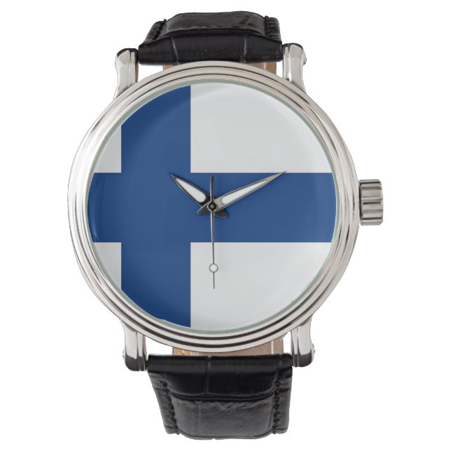 Patriottisch, speciaal horloge met vlag van Finlan (Voorkant)