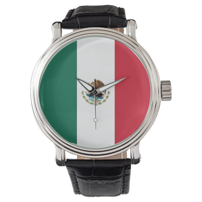 Patriottisch, speciaal horloge met vlag van Mexico (Voorkant)