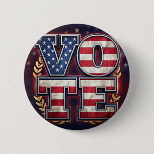 Patriottisch STEM Amerikaanse Vlag Typografie Ontw Ronde Button 5,7 Cm