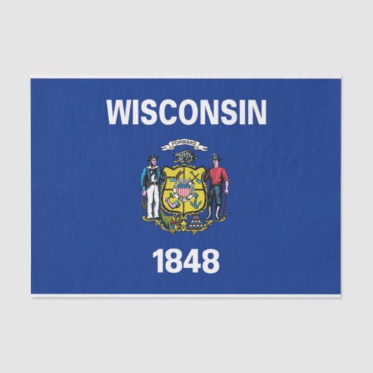 Patriottisch tissuepapier met vlag van Wisconsin, (Voorkant)
