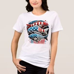 Patriottisch Trio van Vis – Rood, Wit & Blauw Art Tri-Blend Shirt