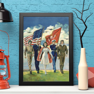  Patriottisch, trots militair personeel Heros Poster
